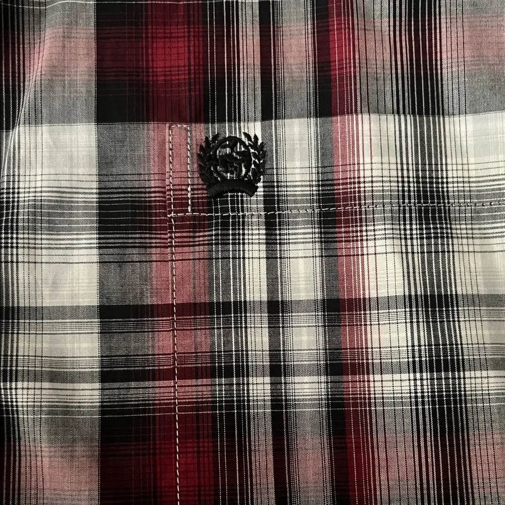 Cinch Red and Black Plaid Button-Down Shirt